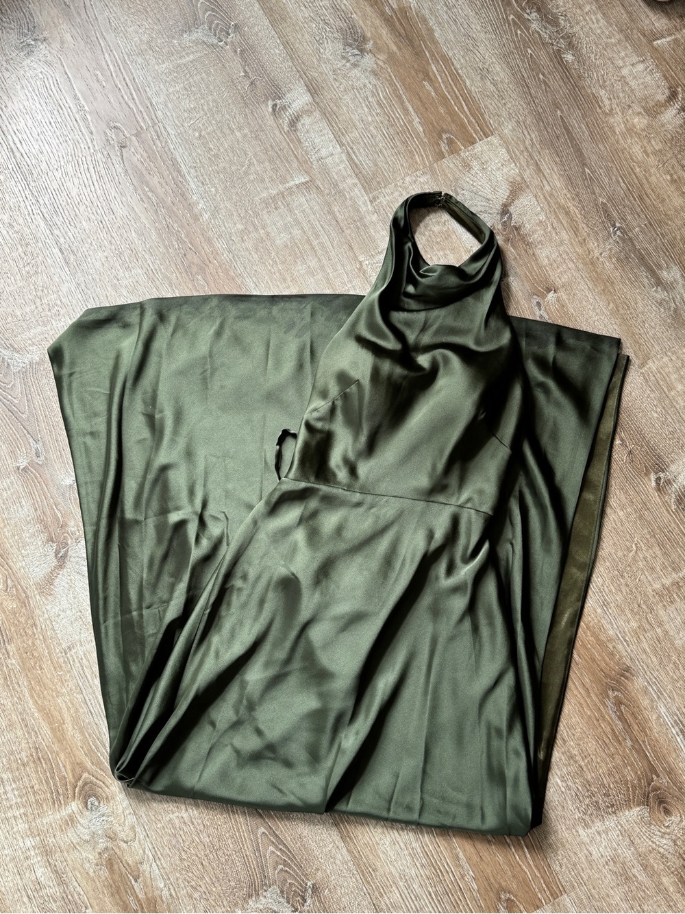 Revelry Olive Satin Party Dress